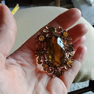 Australian Crystals Gold and Green Brooch